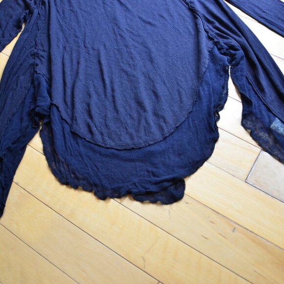 We The Free Women's XS Linen Blend Lace Trimmed Black Top Tee - Picture 6 of 14